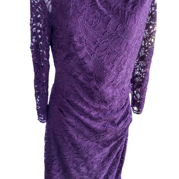 Taylor Womens Long Sleeve Cocktail Zip Detail Lace Sheath Dress Burgundy Sz 8 - Picture 1 of 11